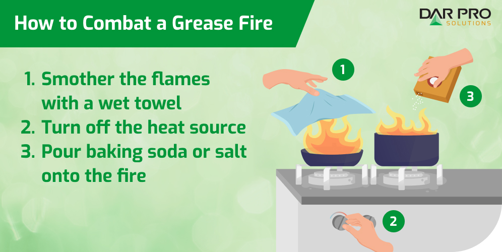 salt to extinguish a small grease fire in a kitchen.